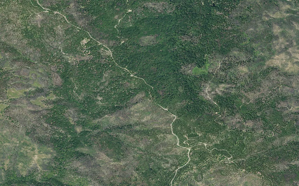 Aerial view centered on Penny Pines Campground