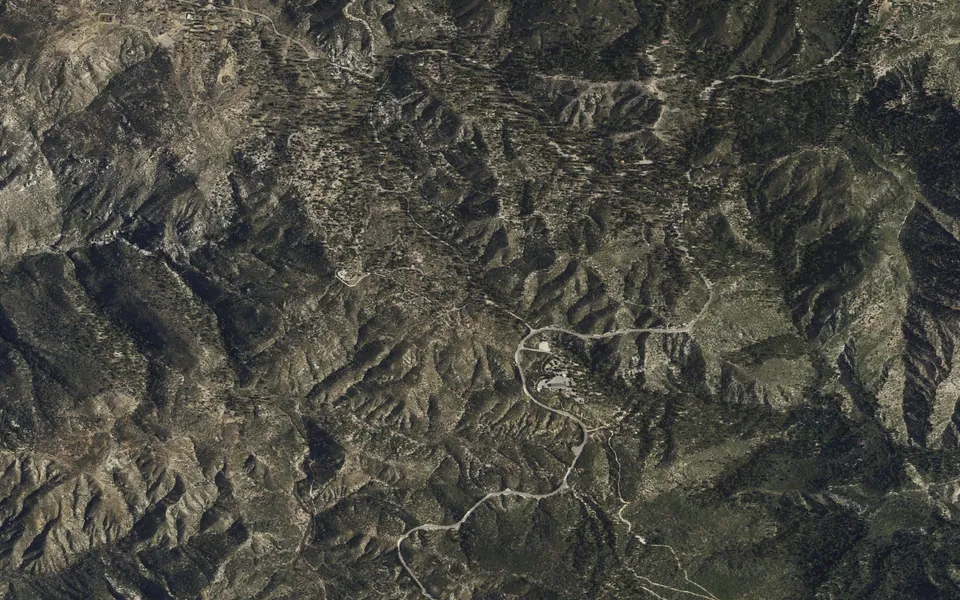 Aerial view centered on Chilao Campground - Little Pines Loop