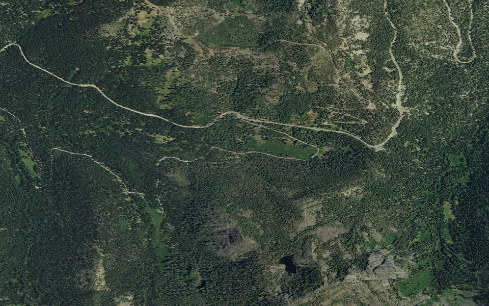 Aerial view centered on Hidden Horse Equestrian Campground