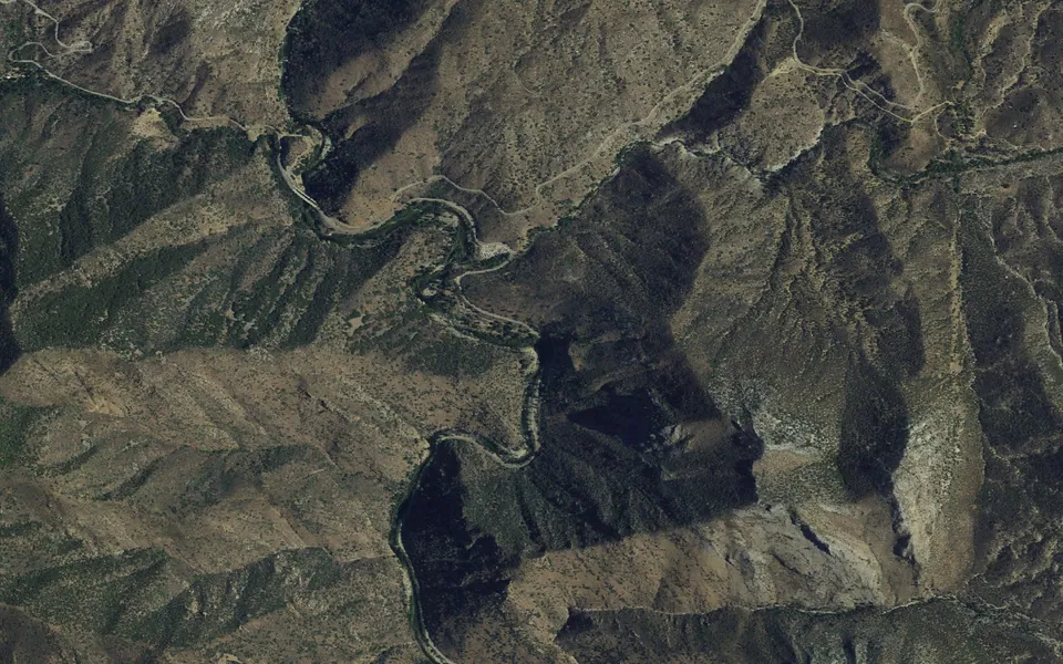 Aerial view centered on Limestone Campground