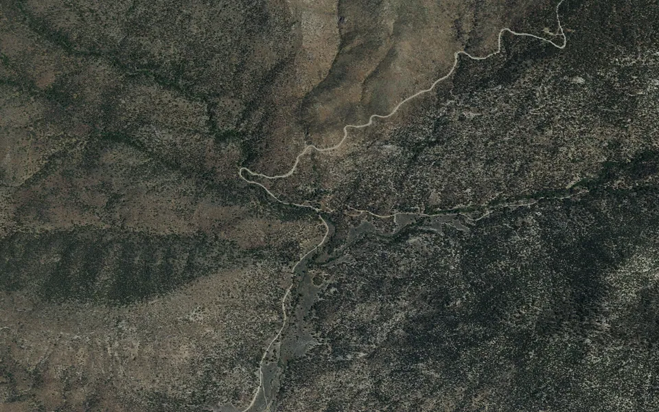 Aerial view centered on Chimney Creek Campground