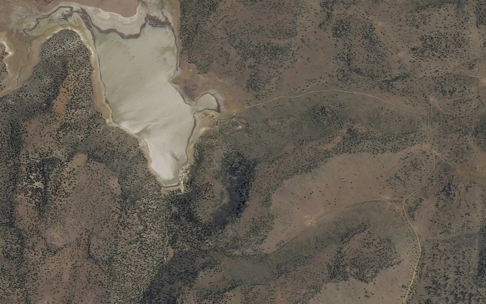 Aerial view centered on Dodge Reservoir Campground