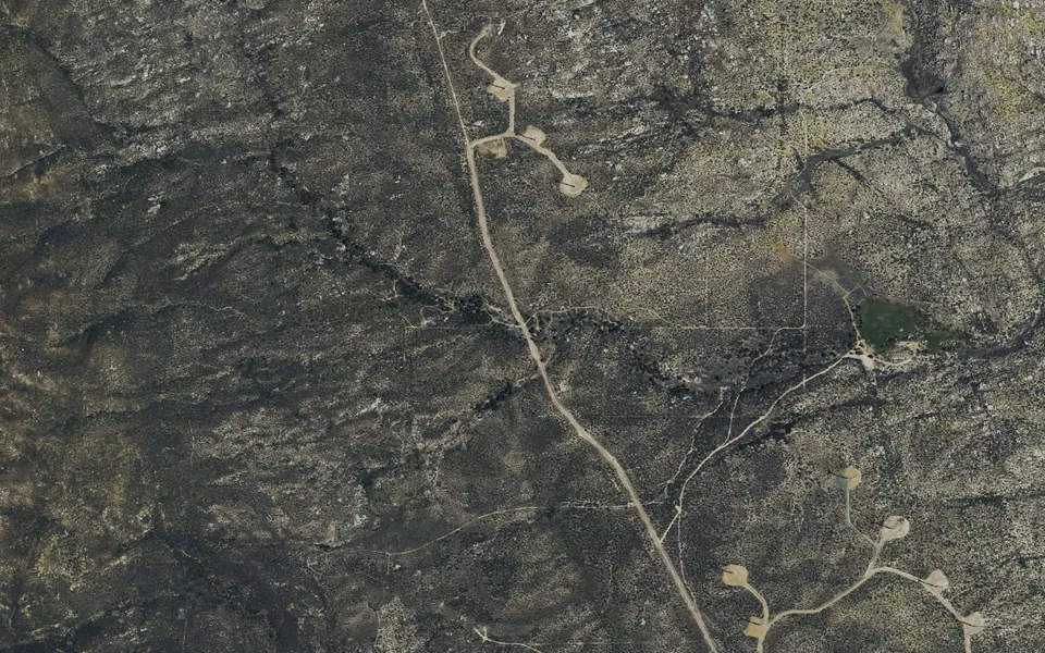 Aerial view centered on Cottonwood Campground