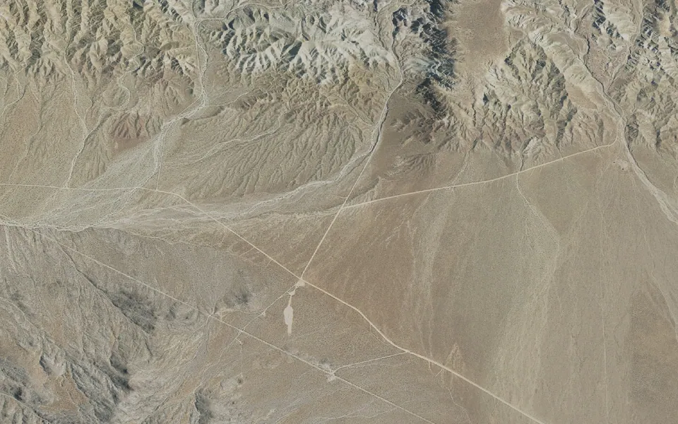 Aerial view centered on Rainbow Basin/Owl Canyon Campground