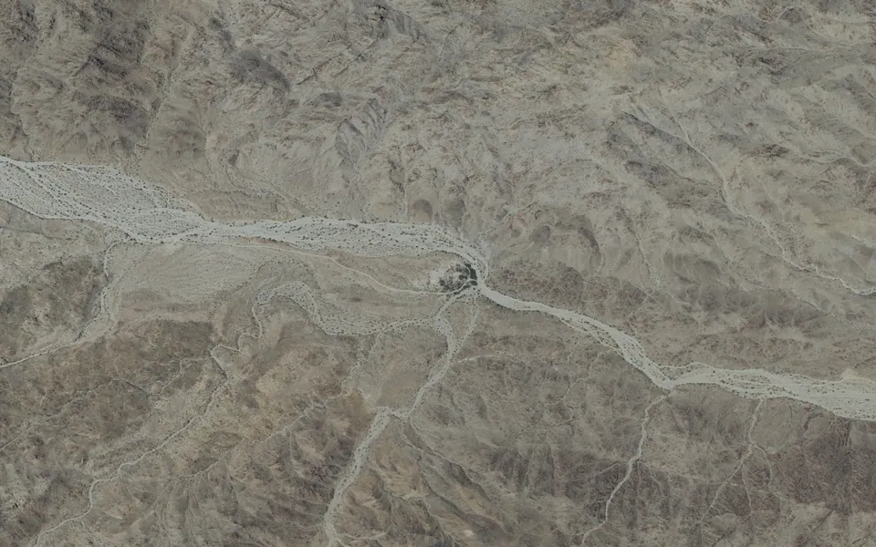 Aerial view centered on Corn Springs Campground