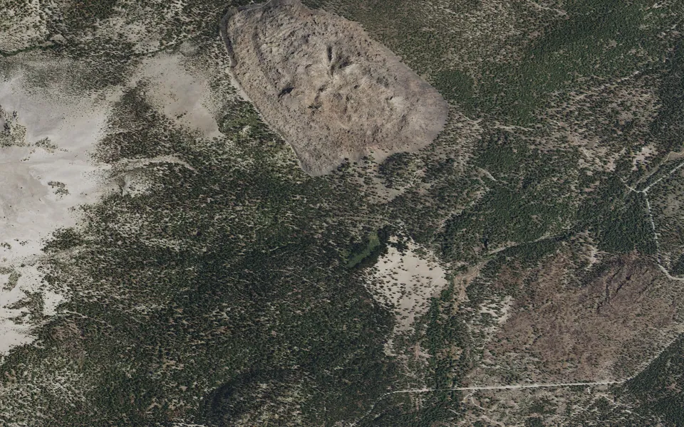 Aerial view centered on Obsidian Flat