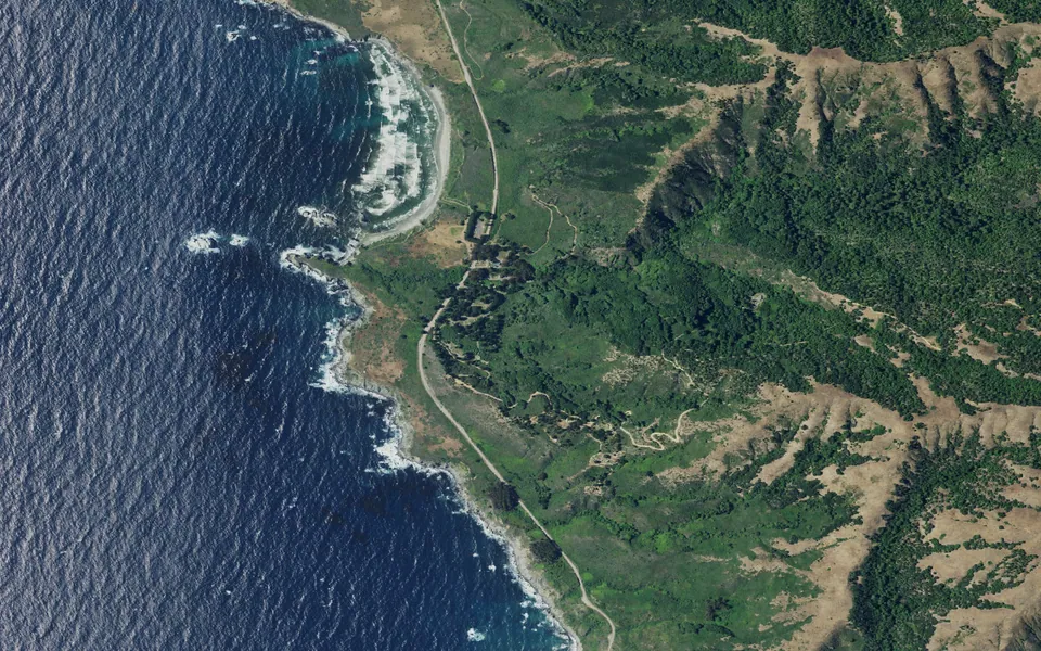 Aerial view centered on Plaskett Creek Campground