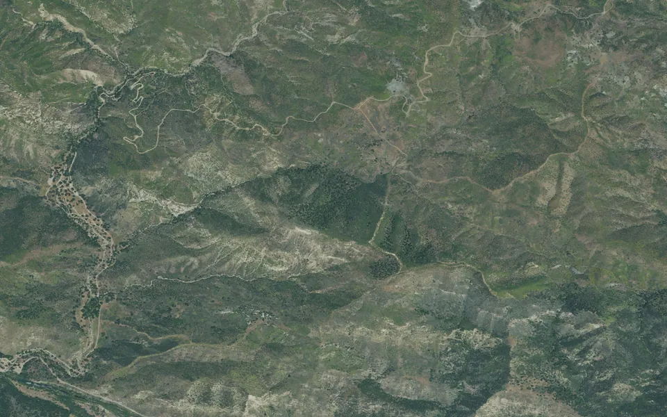Aerial view centered on Upper Oso Campground
