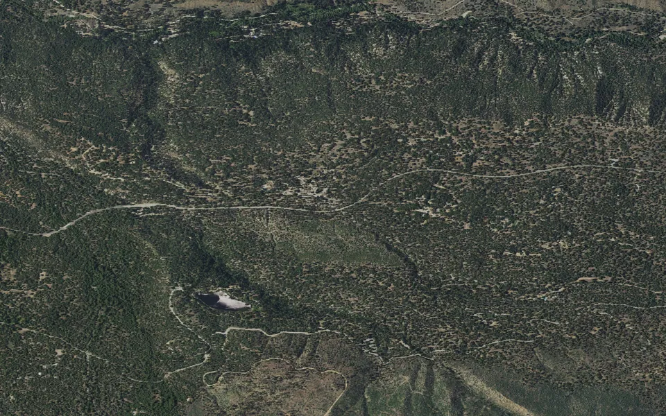 Aerial view centered on Barton Flats