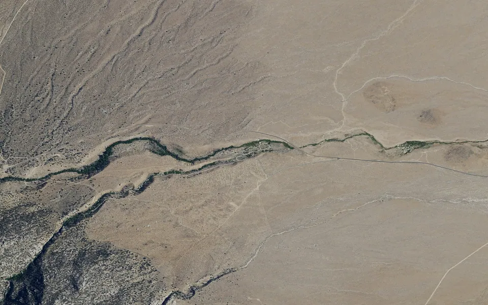 Aerial view centered on Lone Pine