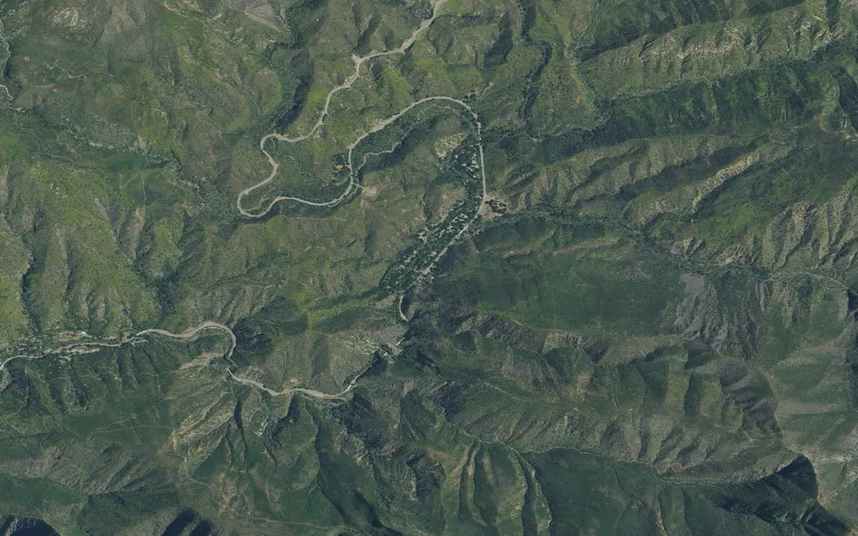 Aerial view centered on Wheeler Gorge