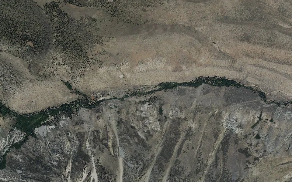 Aerial view centered on Big Pine Canyon