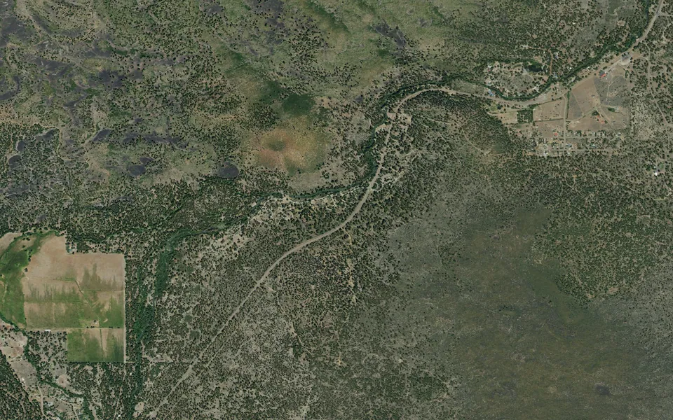 Aerial view centered on Hat Creek