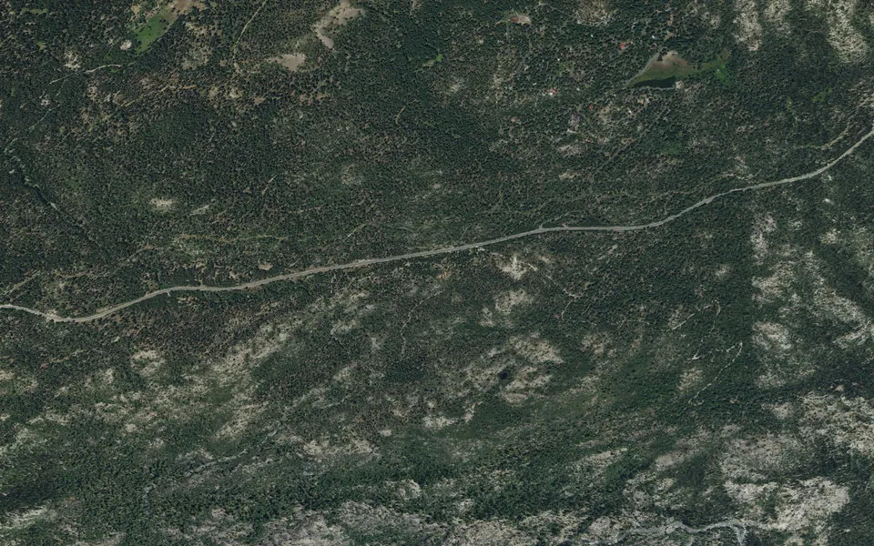 Aerial view centered on Big Meadow (Stanislaus National Forest)