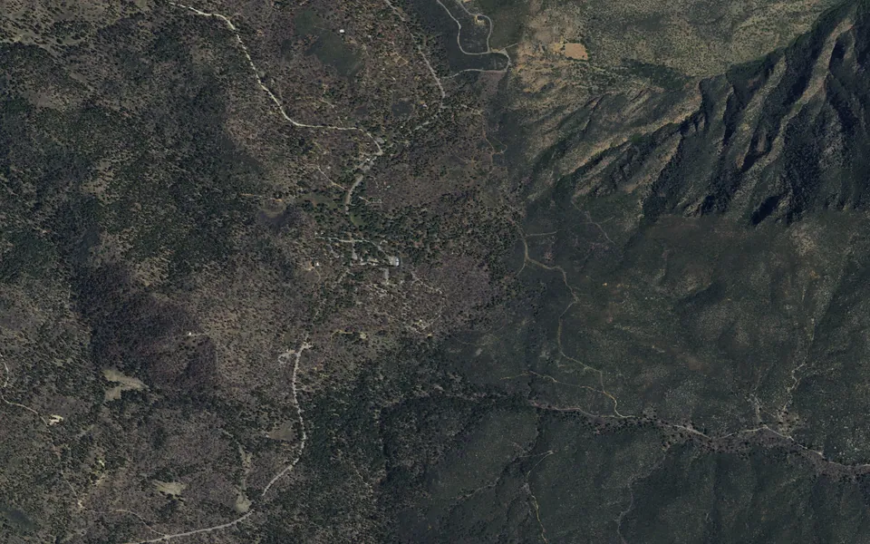 Aerial view centered on Burnt Rancheria