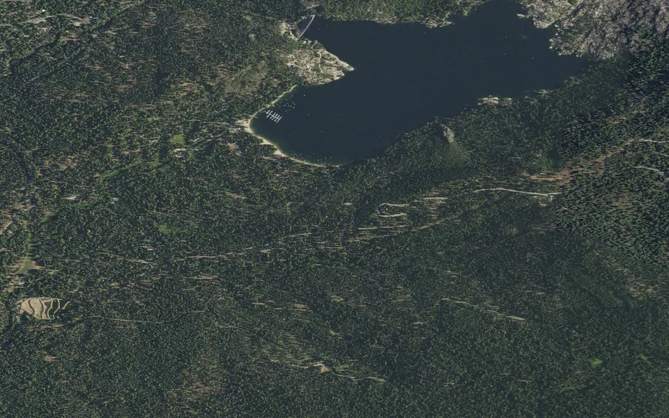 Aerial view centered on Pioneer Trail