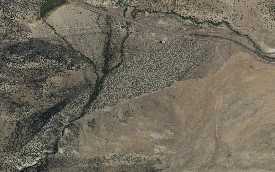 Aerial view centered on French Camp
