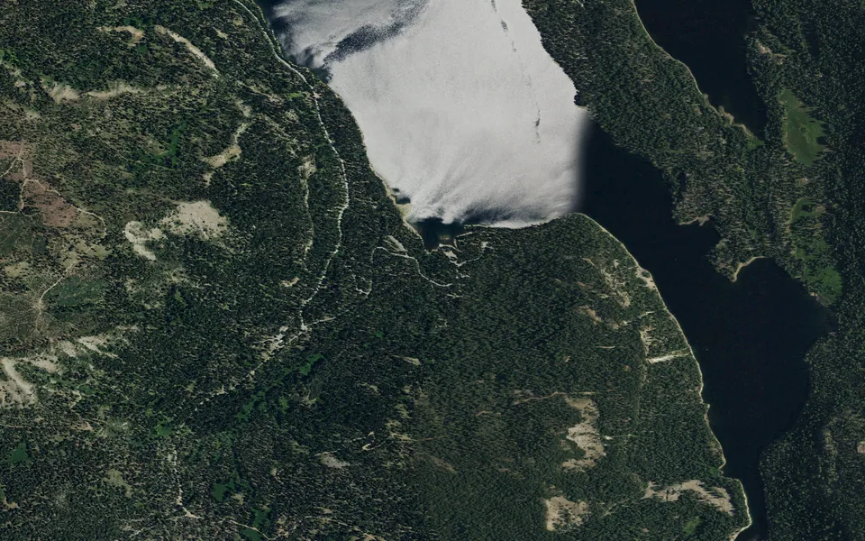 Aerial view centered on Fir Top Campground