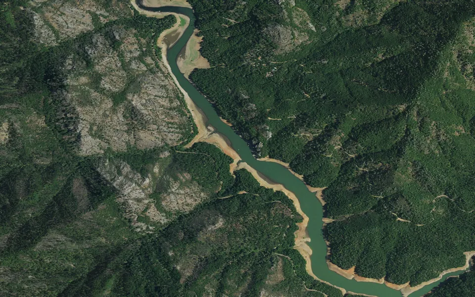Aerial view centered on Ellery Creek