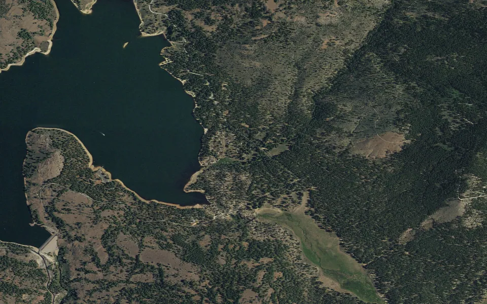 Aerial view centered on Big Cove (Plumas National Forest, CA)