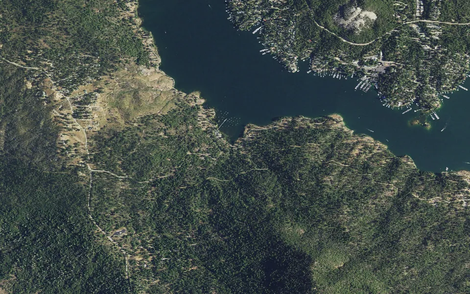 Aerial view centered on Forks Campground (Sierra)