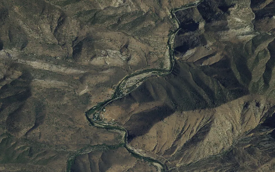 Aerial view centered on Fairview Campground