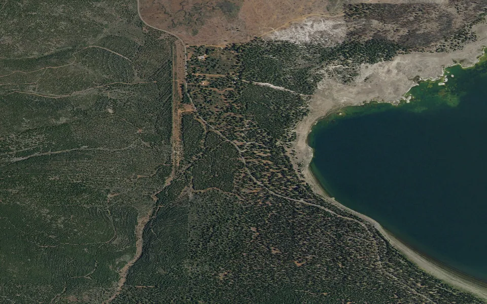 Aerial view centered on Christie Campground
