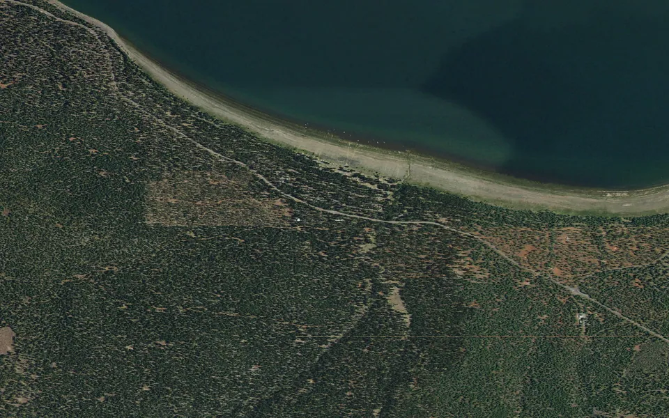 Aerial view centered on Merrill Campground