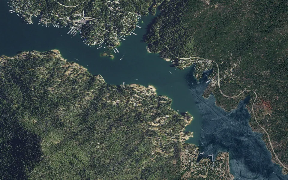 Aerial view centered on Cedar Bluff