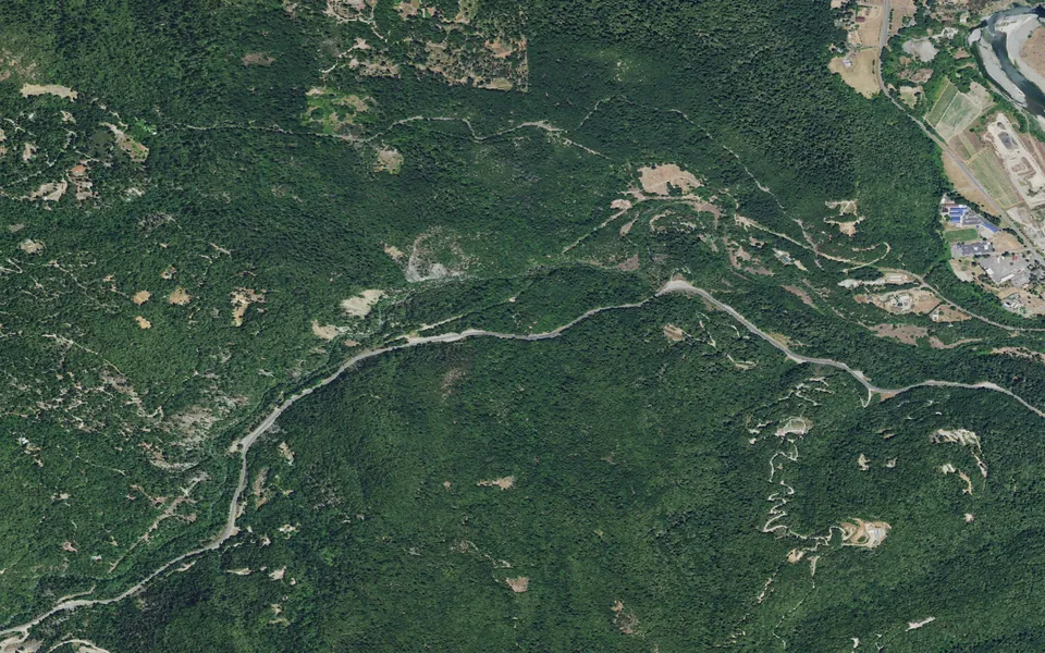 Aerial view centered on Boise Creek