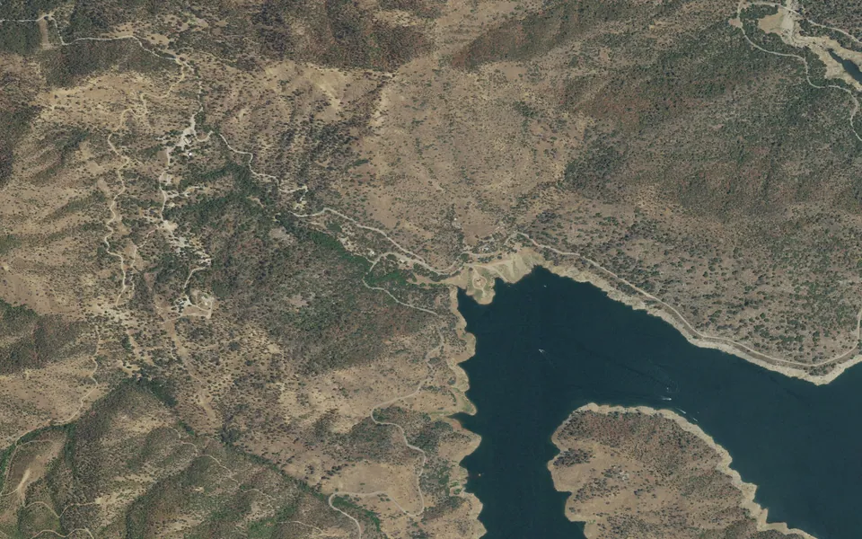 Aerial view centered on Trimmer Campground