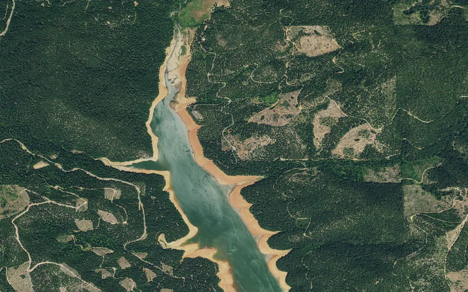 Aerial view centered on Alpine View Campground
