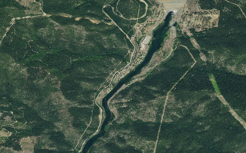 Aerial view centered on Ackerman Campground