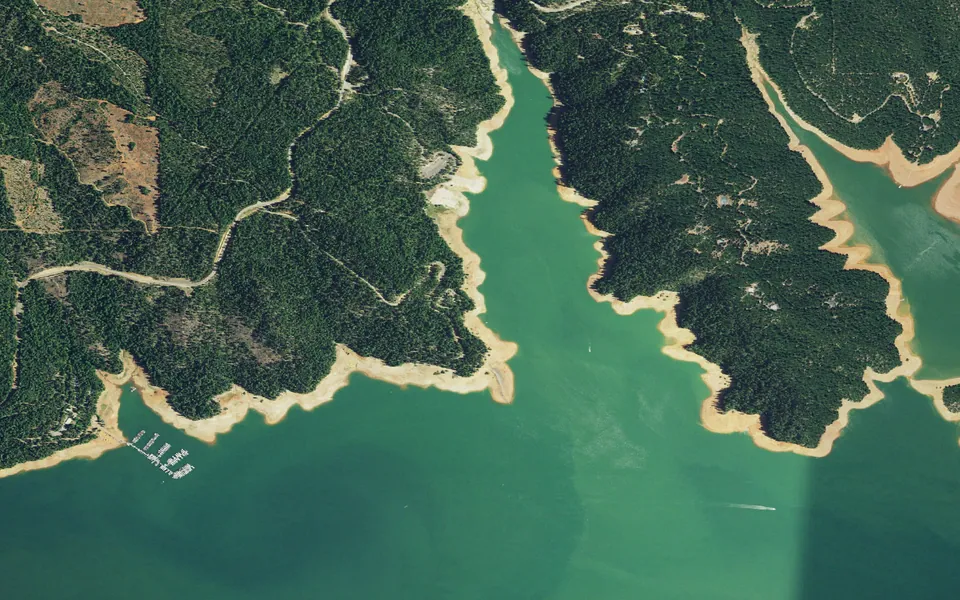 Aerial view centered on Minersville Campground
