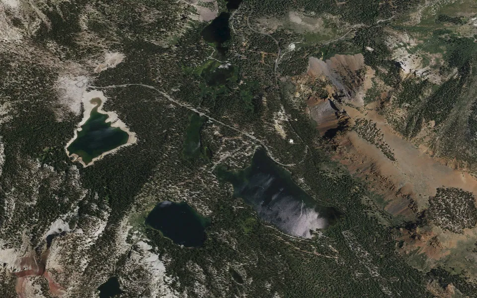 Aerial view centered on Lake Mary Campground