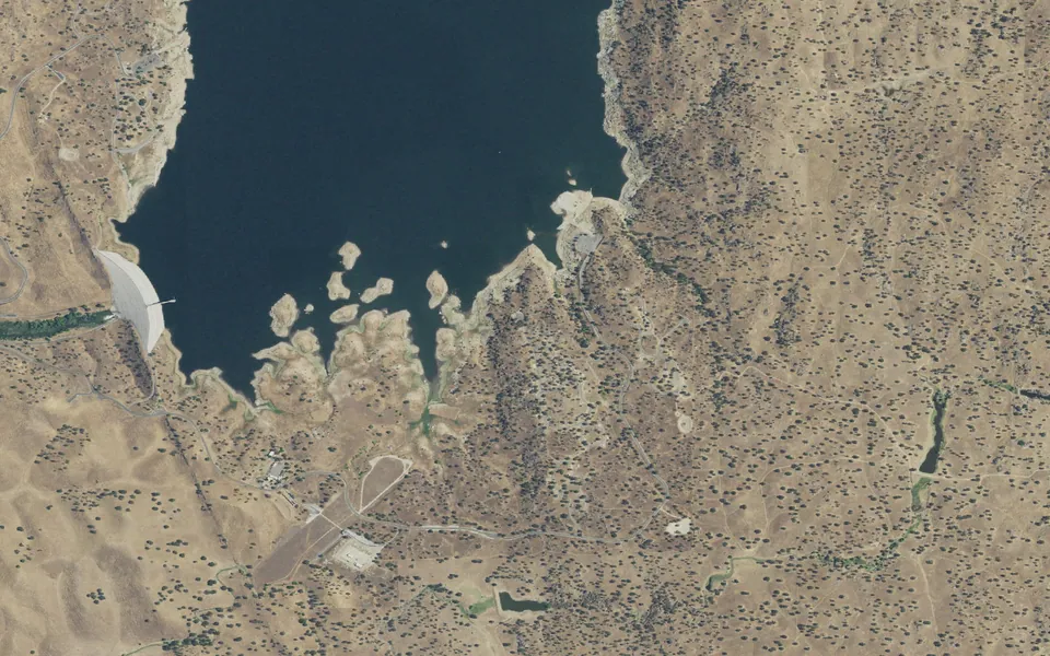 Aerial view centered on Codorniz Recreation Area Campground