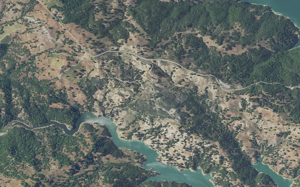 Aerial view centered on Liberty Glen (Lake Sonoma)