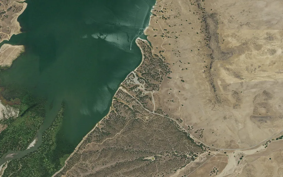 Aerial view centered on Orland Buttes