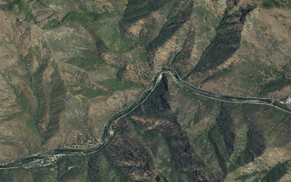 Aerial view centered on Dry Gulch