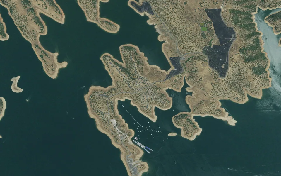 Aerial view centered on Glory Hole Recreation Area