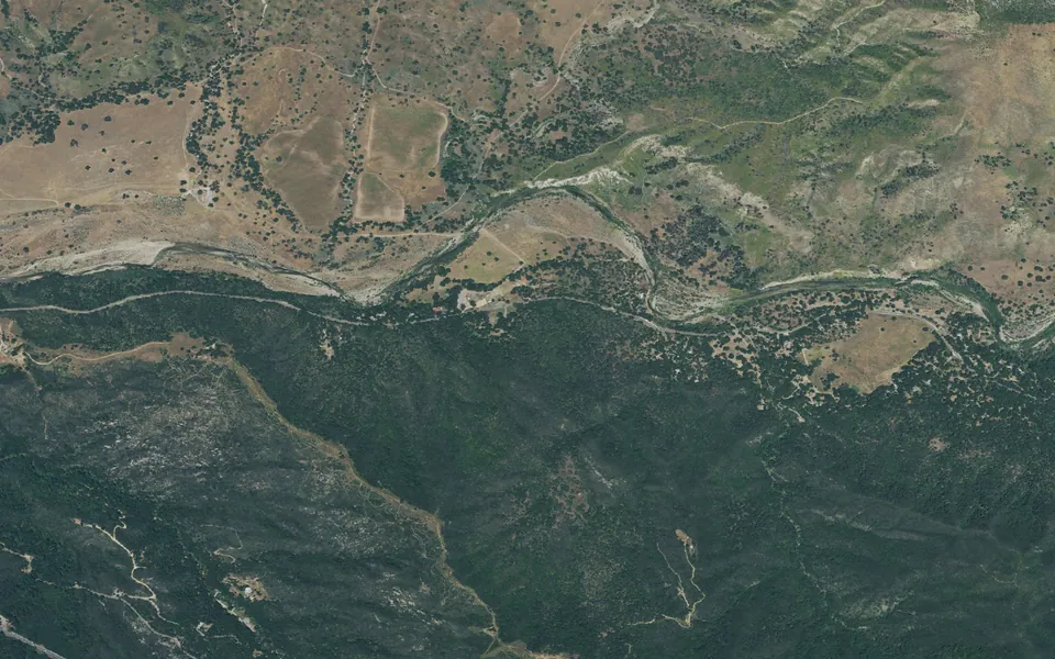 Aerial view centered on Fremont Campground