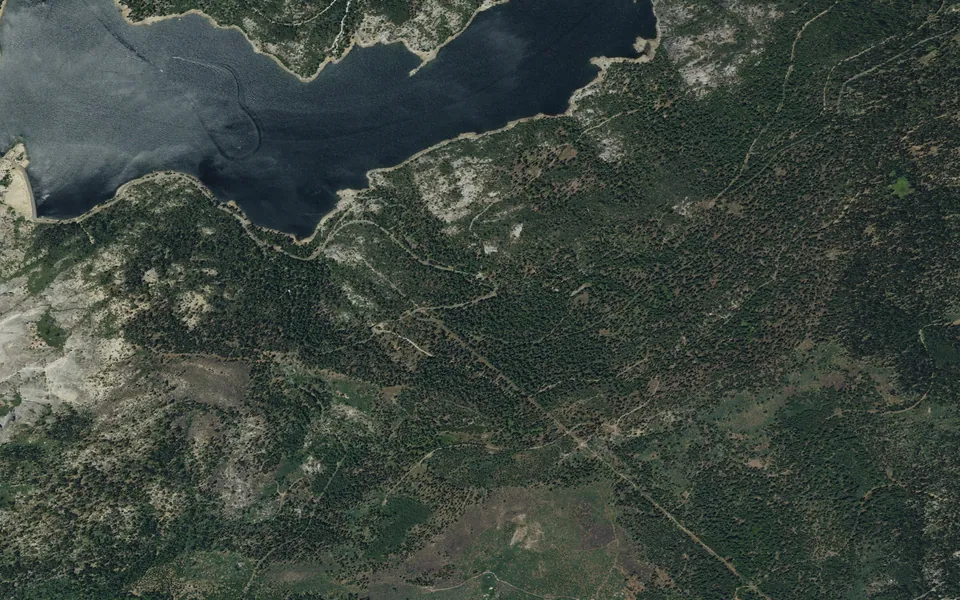 Aerial view centered on South Shore Campground