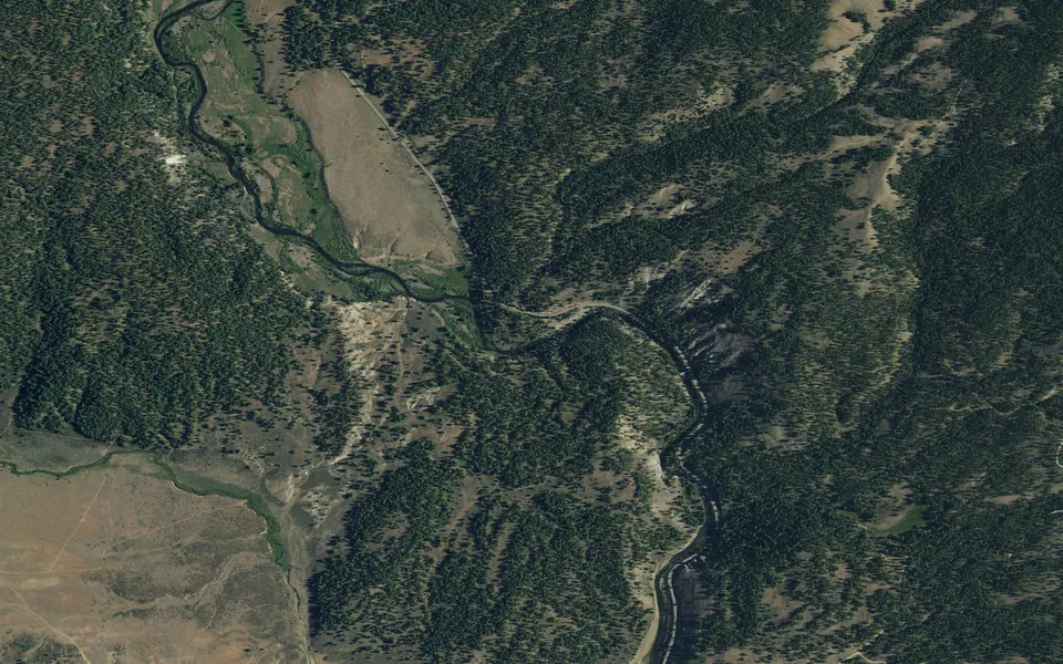 Aerial view centered on Boyington Mill