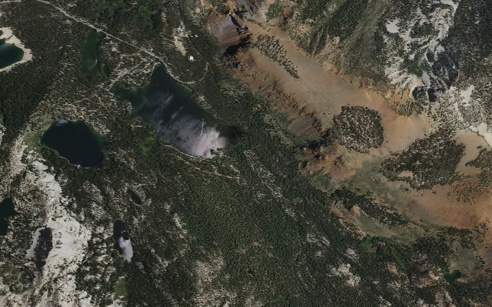 Aerial view centered on Coldwater Campground - Inyo NF (CA)