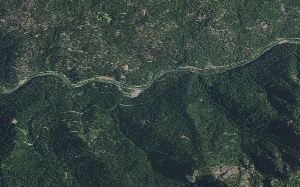 Aerial view centered on Indian Scotty Campground