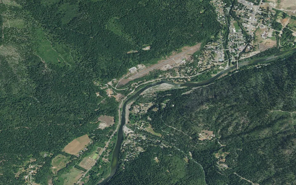 Aerial view centered on Curly Jack Campground