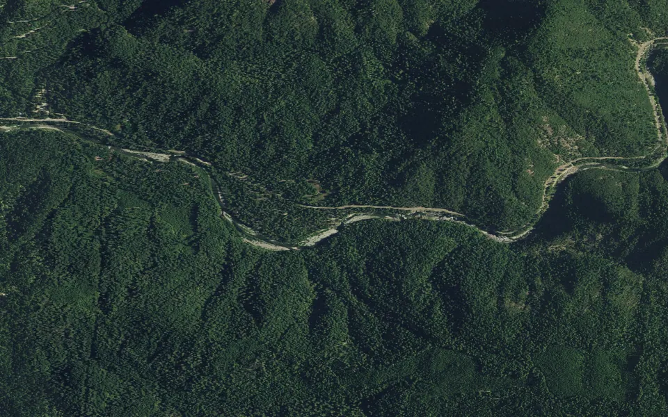 Aerial view centered on Rocky Rest