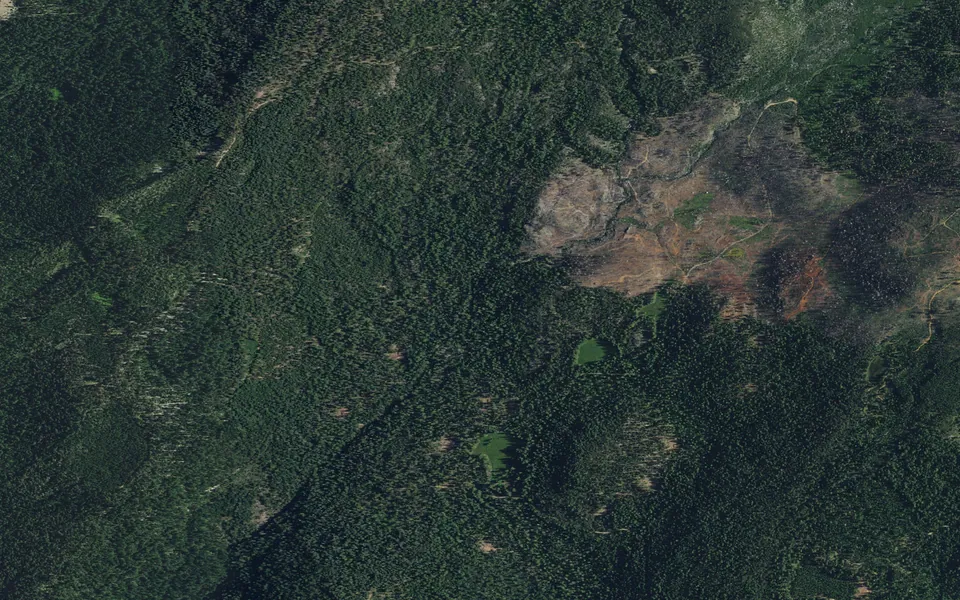 Aerial view centered on North Fork (CA)