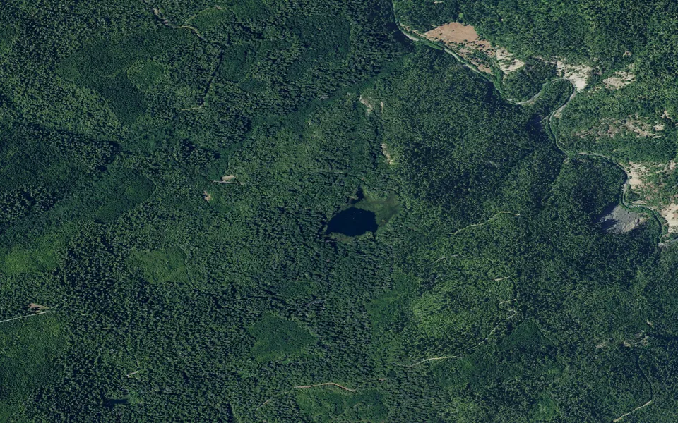 Aerial view centered on Fish Lake Campground