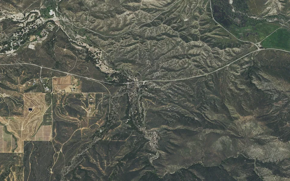 Aerial view centered on Dripping Springs Campground (CA)